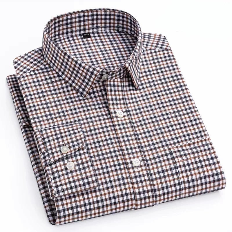 Chemise en coton à microcarreaux et boutons