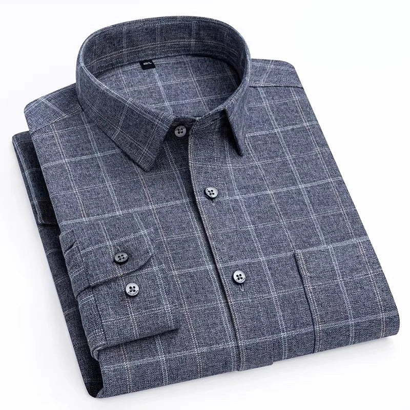 Chemise en coton à microcarreaux et boutons
