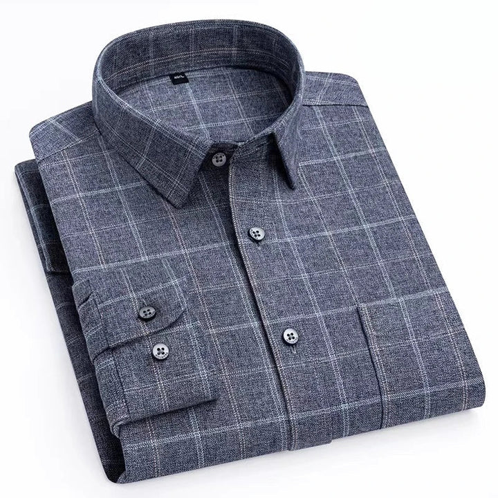 Chemise en coton à microcarreaux et boutons