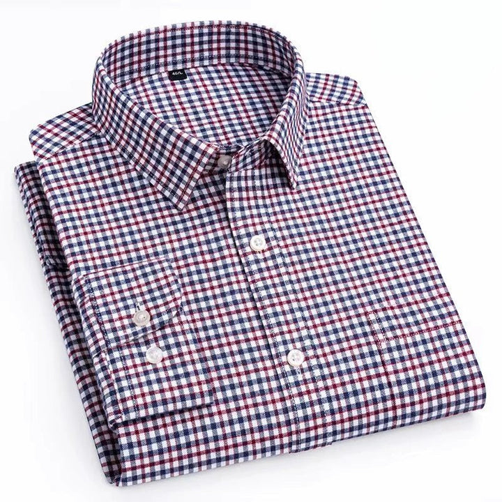 Chemise en coton à microcarreaux et boutons