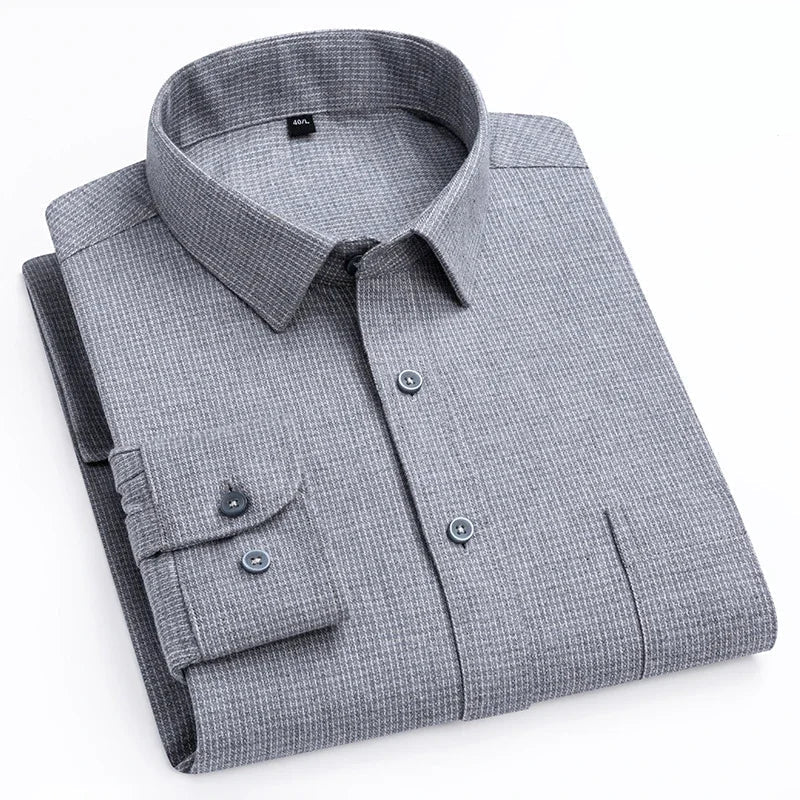 Chemise en coton à microcarreaux et boutons