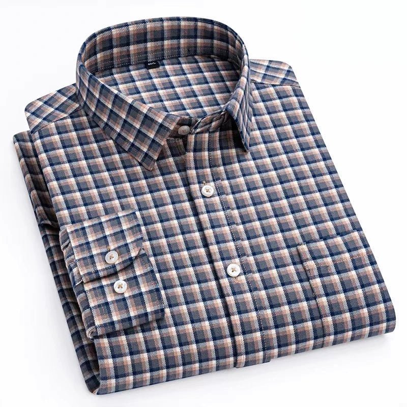 Chemise en coton à microcarreaux et boutons