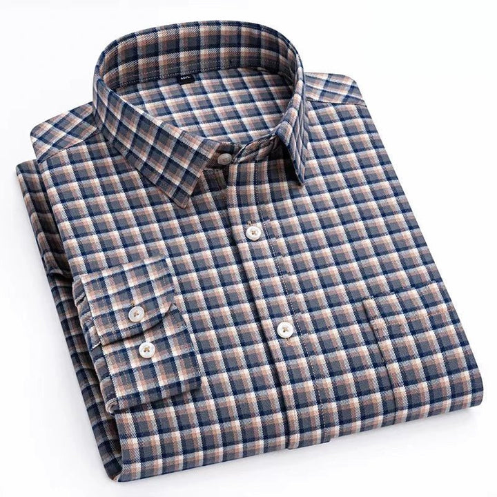 Chemise en coton à microcarreaux et boutons