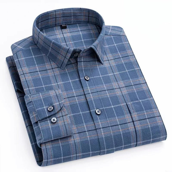 Chemise en coton à microcarreaux et boutons