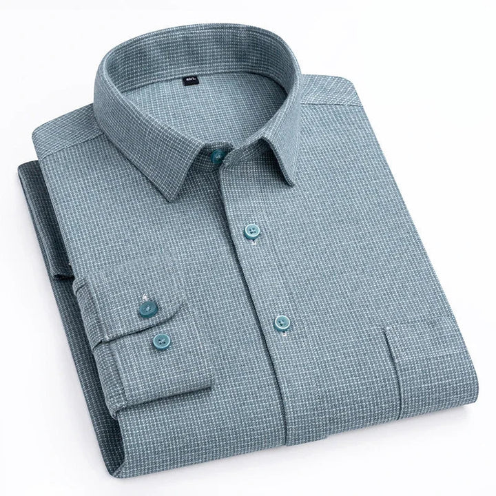 Chemise en coton à microcarreaux et boutons