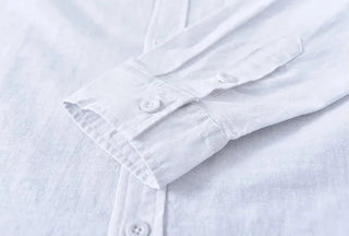 Chemise japonaise en coton et lin à col mandarin