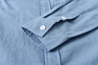 Chemise japonaise en coton et lin à col mandarin