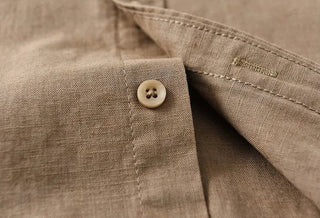 Chemise japonaise en coton et lin à col mandarin