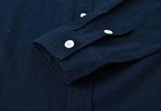 Chemise japonaise en coton et lin à col mandarin