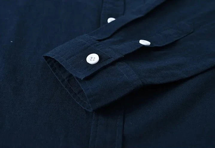 Chemise japonaise en coton et lin à col mandarin