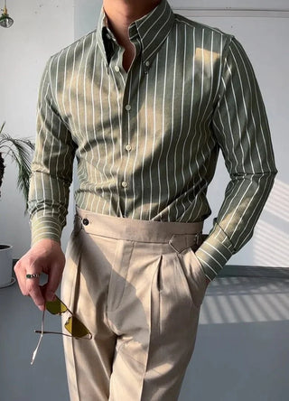 Chemise tendance infroissable à rayures