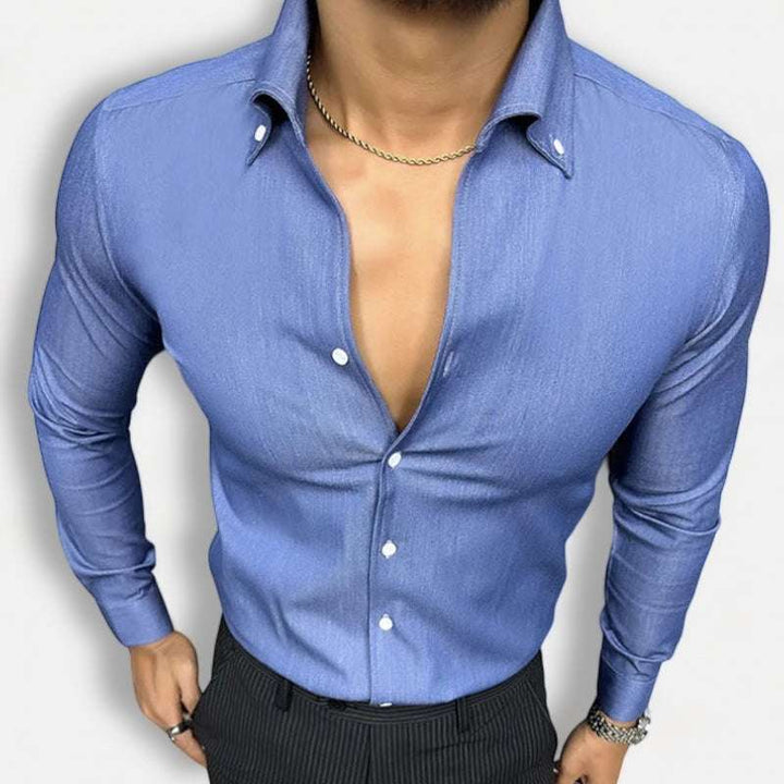 Chemise de bureau pour homme bleu et noir
