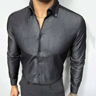 Chemise de bureau pour homme bleu et noir