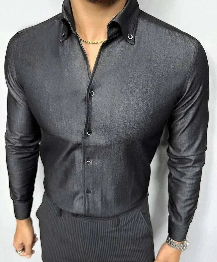 Chemise de bureau pour homme bleu et noir