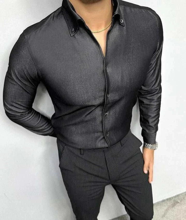 Chemise de bureau pour homme bleu et noir