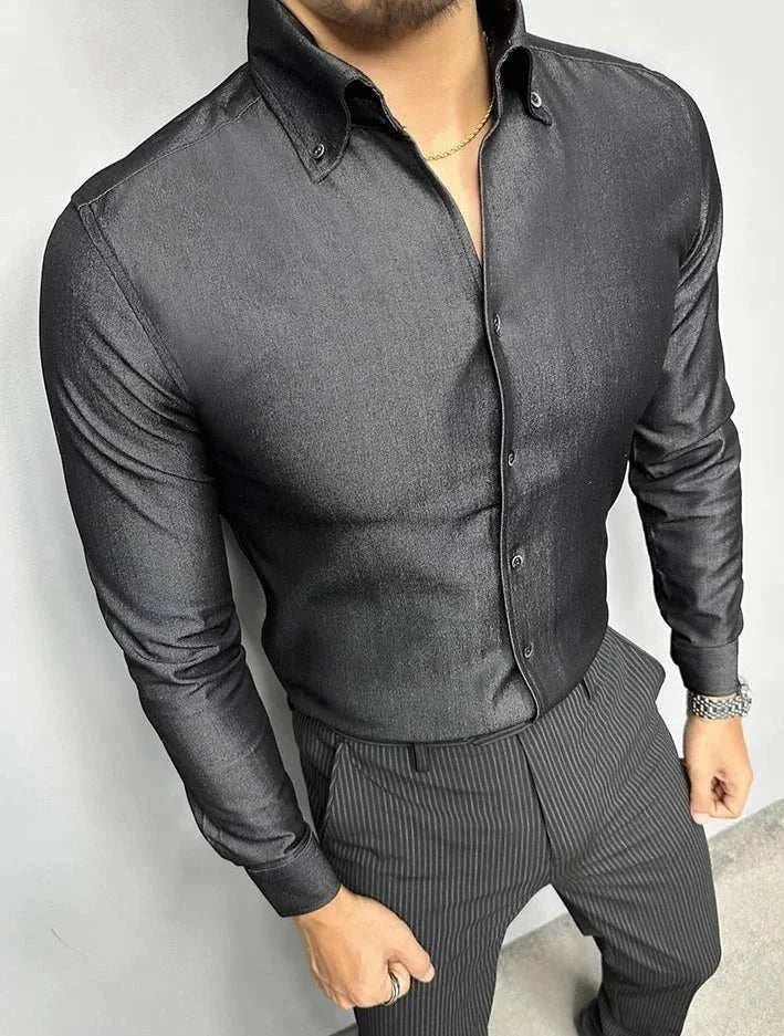 Chemise de bureau pour homme bleu et noir
