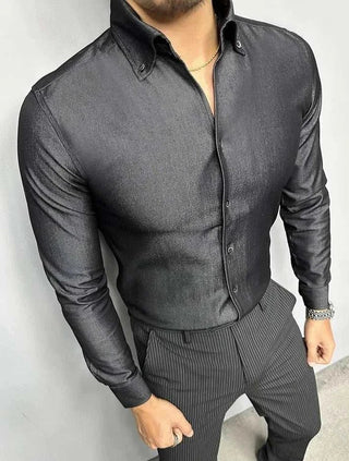 Chemise de bureau pour homme bleu et noir