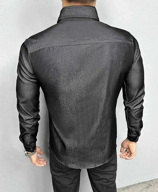Chemise de bureau pour homme bleu et noir