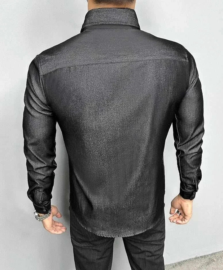 Chemise de bureau pour homme bleu et noir