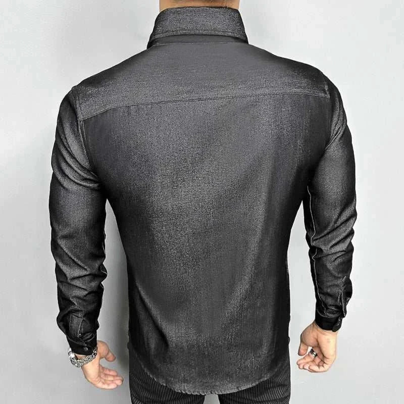 Chemise de bureau pour homme bleu et noir