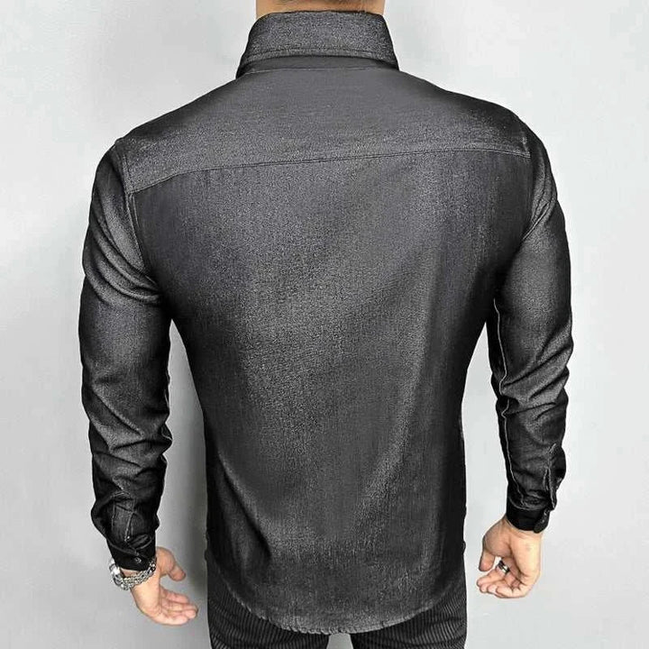 Chemise de bureau pour homme bleu et noir
