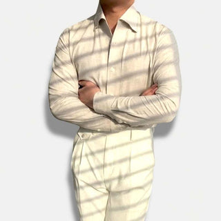 Chemise de bureau pour homme bleu et abricot