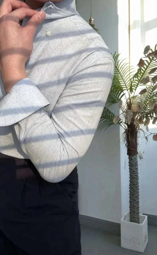 Chemise de bureau pour homme bleu et abricot
