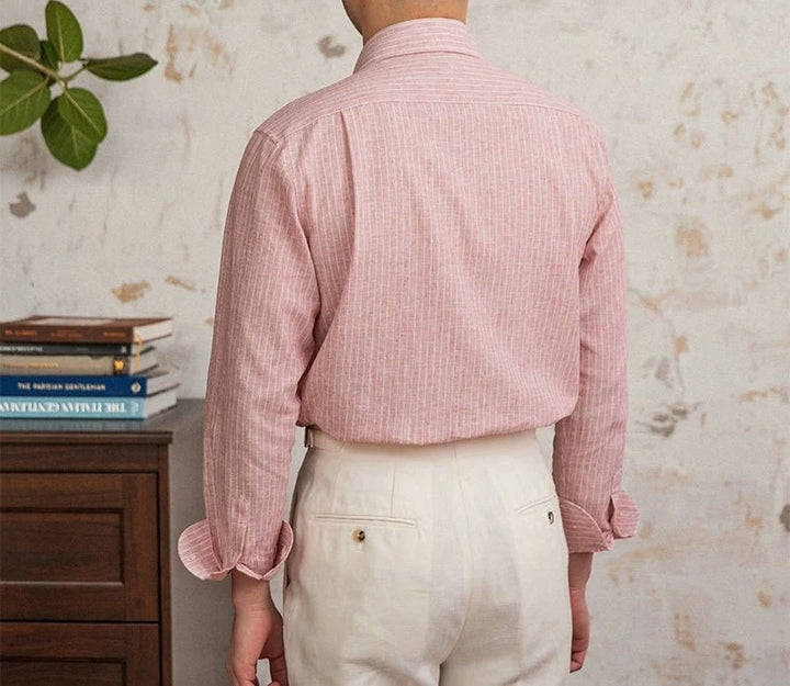 Chemise classique rayée en lin