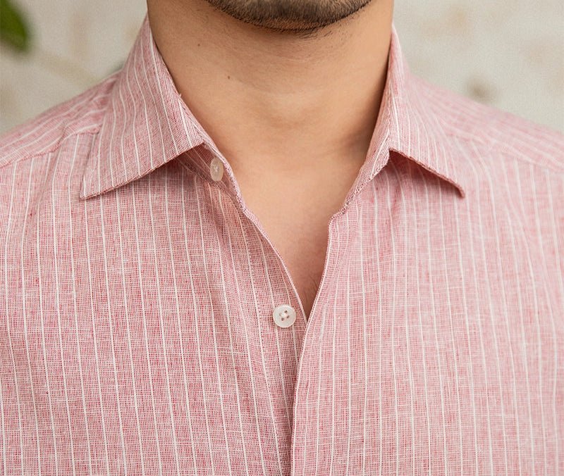Chemise classique rayée en lin