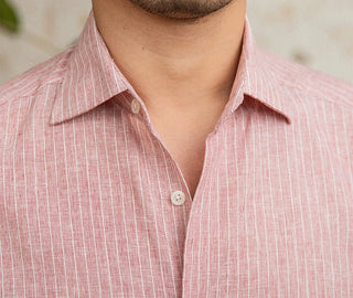 Chemise classique rayée en lin