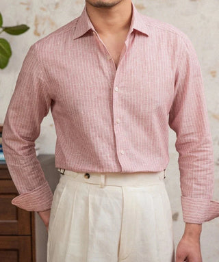 Chemise classique rayée en lin