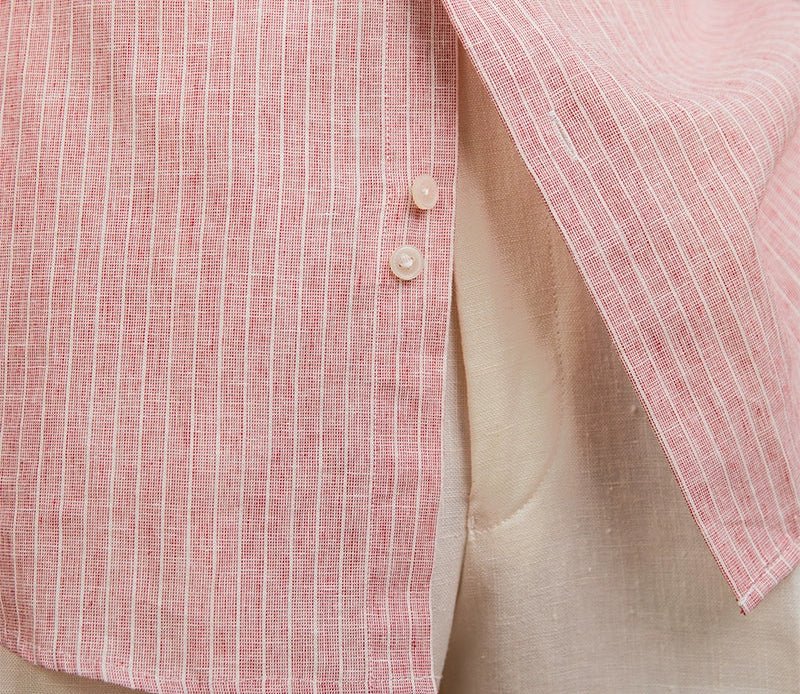 Chemise classique rayée en lin