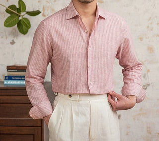 Chemise classique rayée en lin