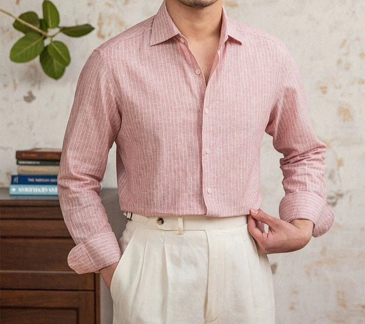 Chemise classique rayée en lin
