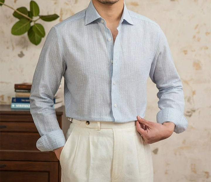 Chemise classique rayée en lin