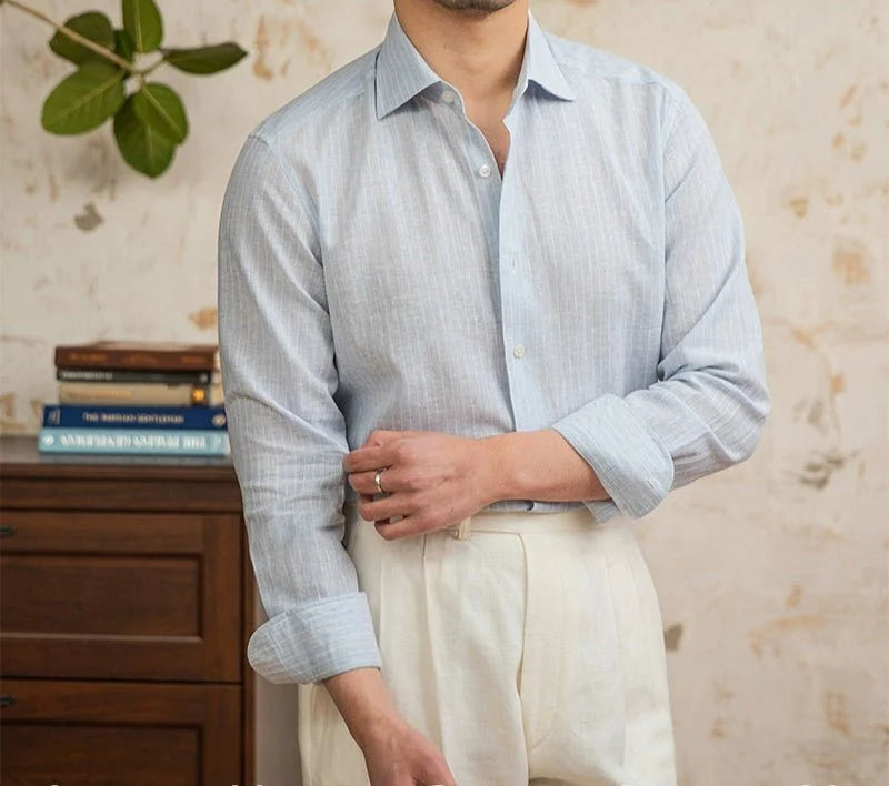 Chemise classique rayée en lin