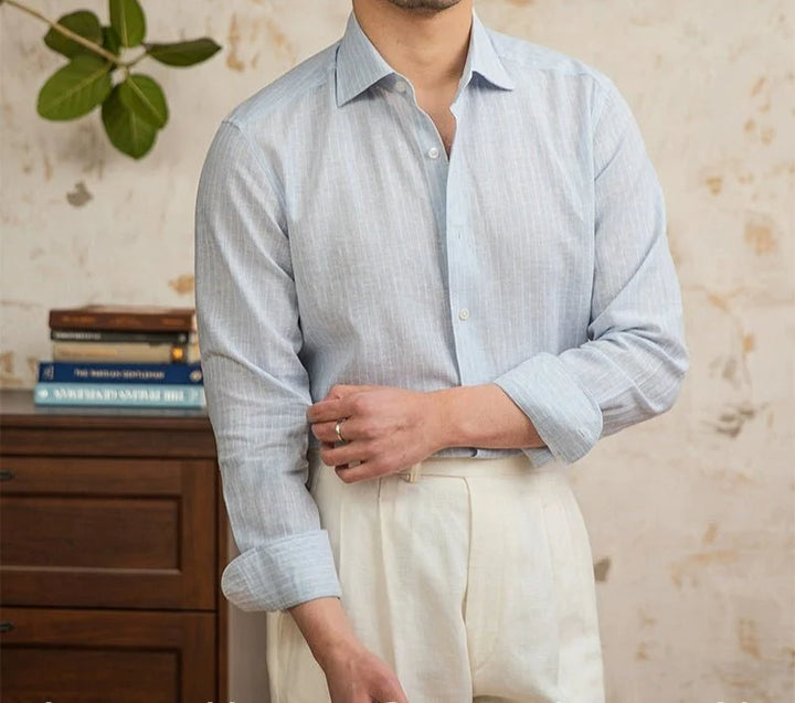 Chemise classique rayée en lin