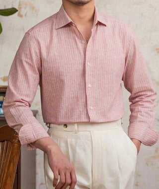 Chemise classique rayée en lin