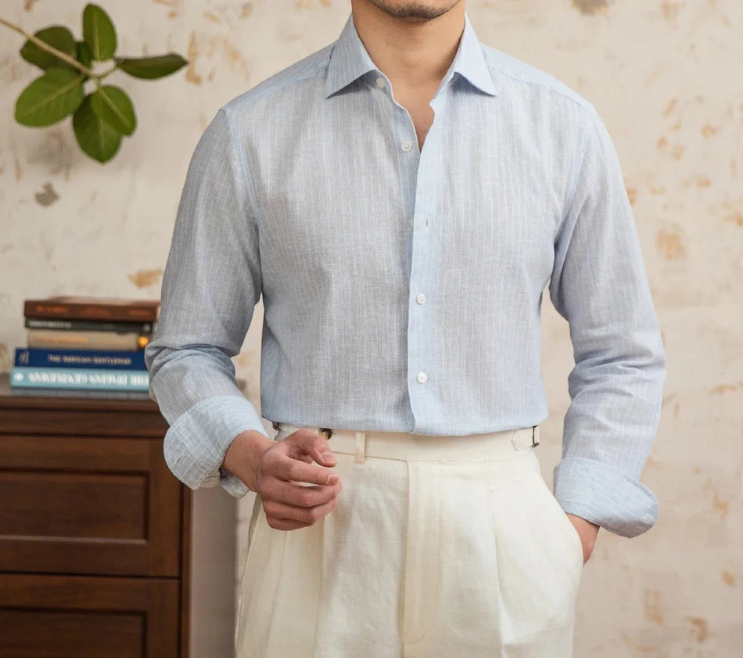 Chemise classique rayée en lin