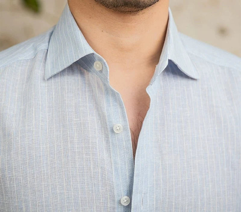 Chemise classique rayée en lin