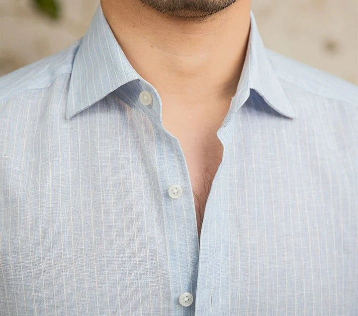 Chemise classique rayée en lin