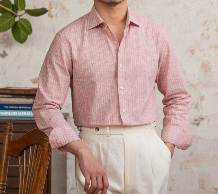 Chemise classique rayée en lin