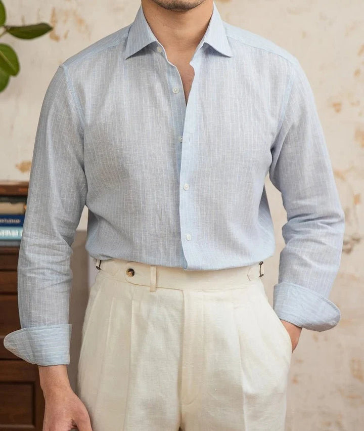 Chemise classique rayée en lin