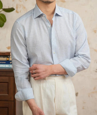 Chemise classique rayée en lin