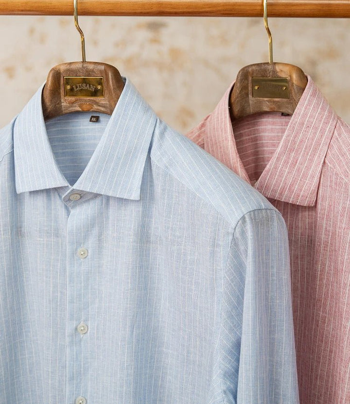 Chemise classique rayée en lin