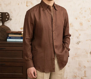 Chemise vintage en lin à manches longues