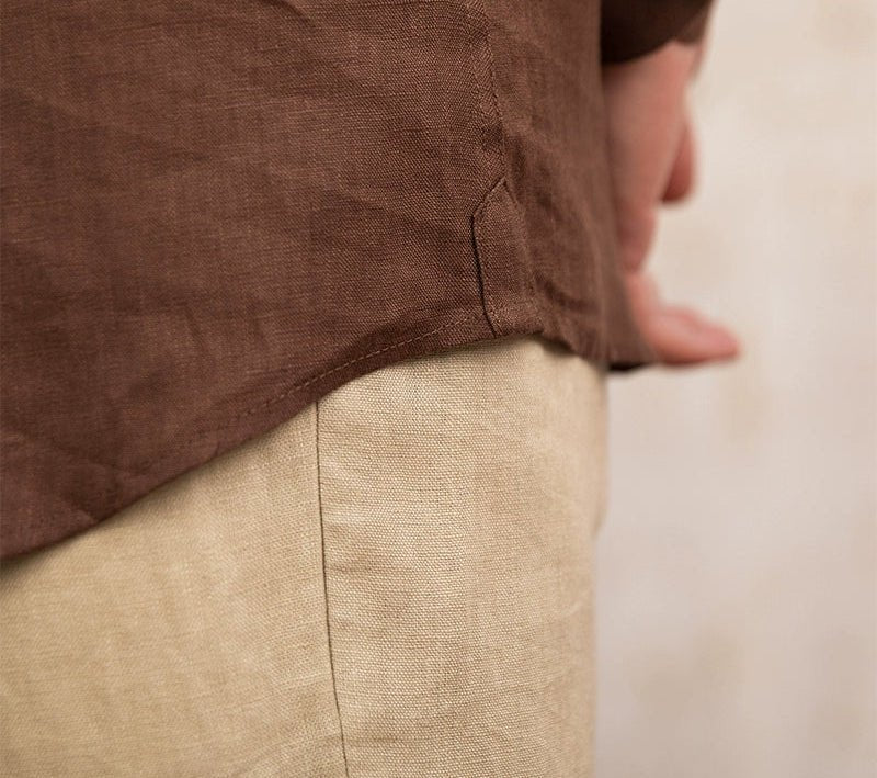 Chemise vintage en lin à manches longues