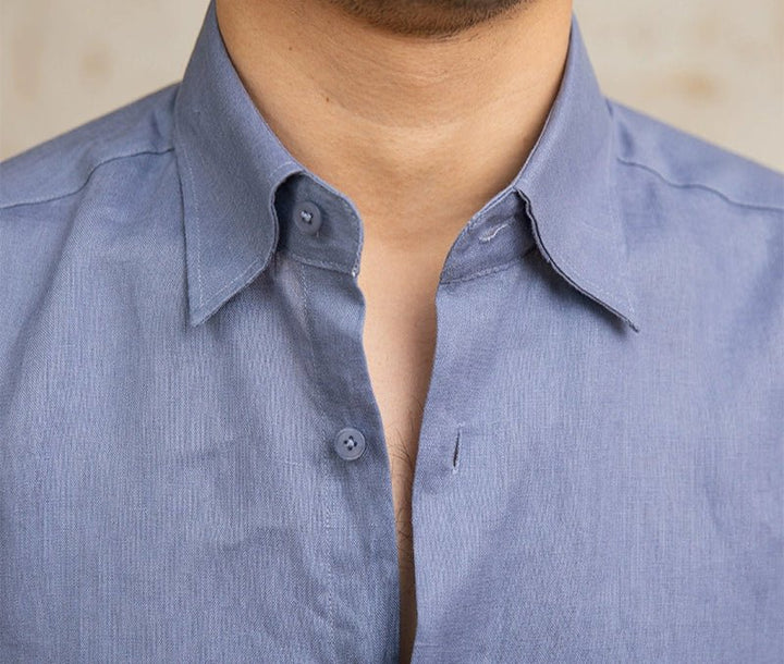 Chemise vintage en lin à manches longues