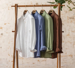 Chemise vintage en lin à manches longues