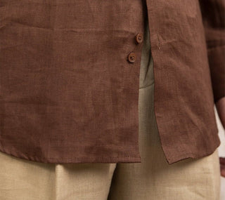 Chemise vintage en lin à manches longues